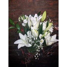 Buchet  lisianthus, santini  si crin