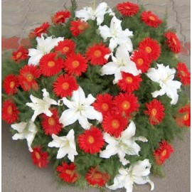 Coroana  funerara gerbera si crin