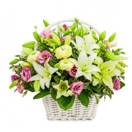 Cos din crini si lisianthus