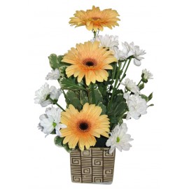 Cos cu gerbera si crizanteme