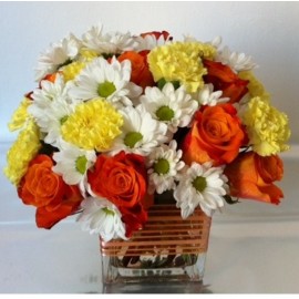 Suport sticla cu trandafiri crizanteme si garoafe